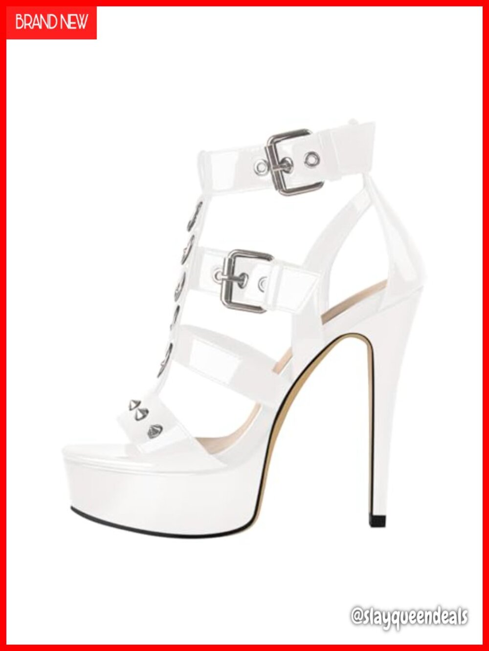 VERISSON Women's Open Toe Rivets Stud Stiletto Heels Platform Sandals
